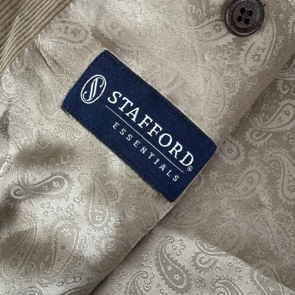 VTG Stafford 44R Men's Blazer Jacket Tan Classic Fit Sport Coat Corduroy Cotton - Picture 10 of 11